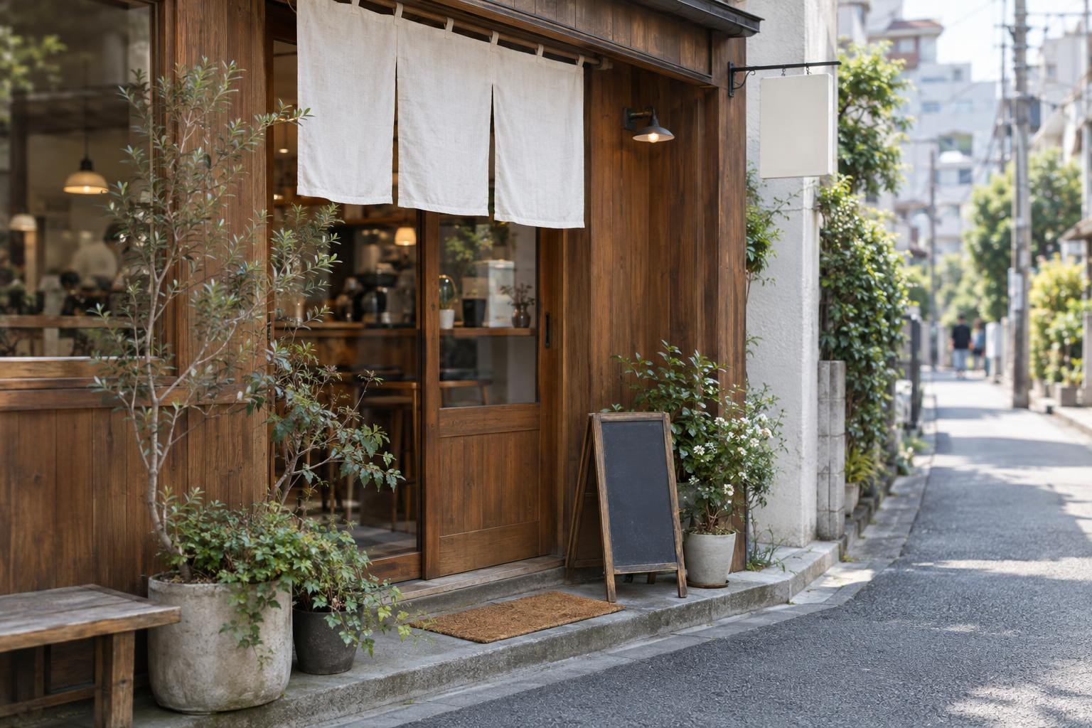 Cafe Momo's wooden storefront